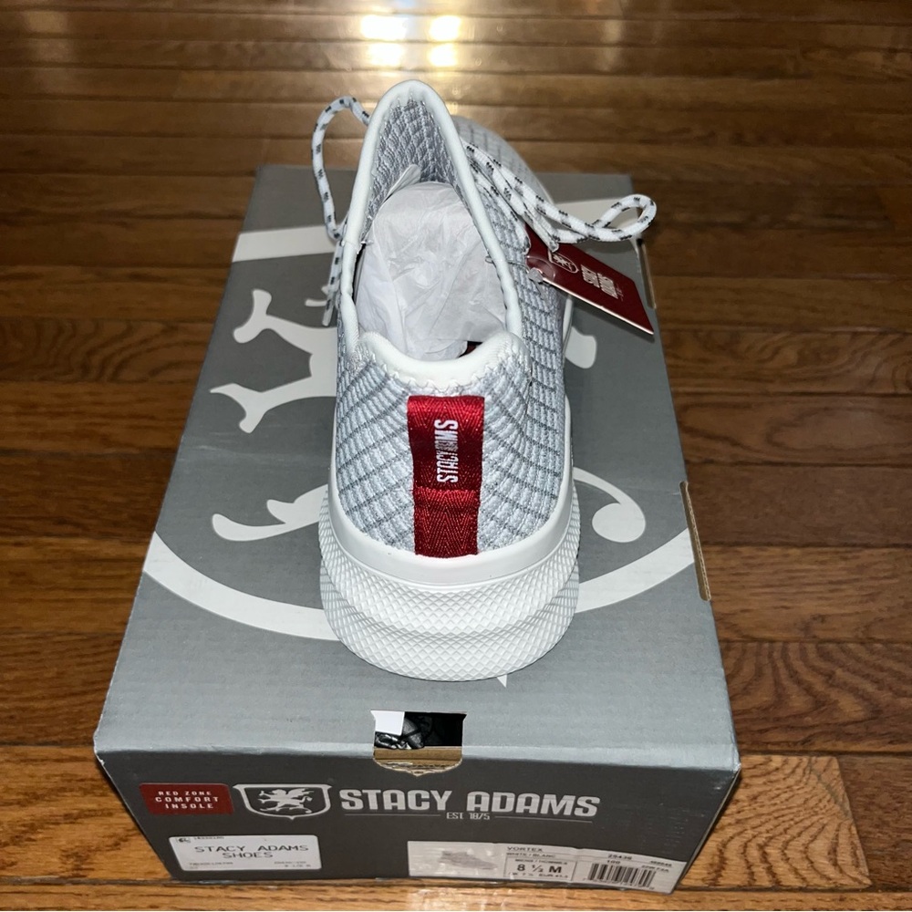 Stacy Adams Vortex Mesh Sporty Sneakers White & Gray Men’s Size 8.5 - Picture 4 of 11